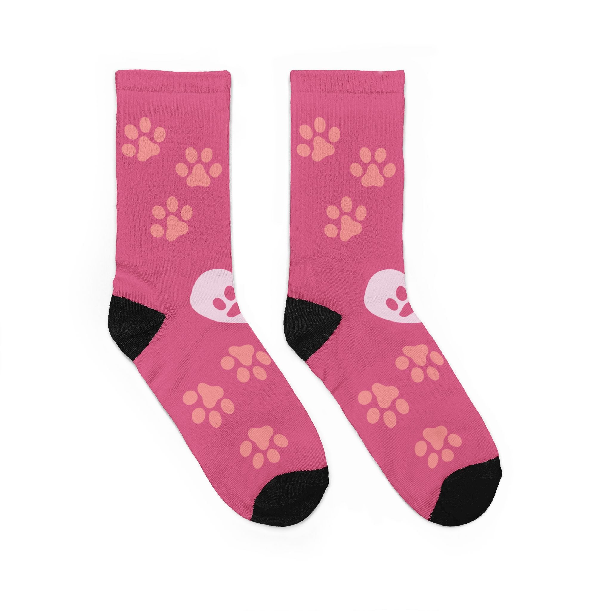 Pink Paw Padded Crew Socks