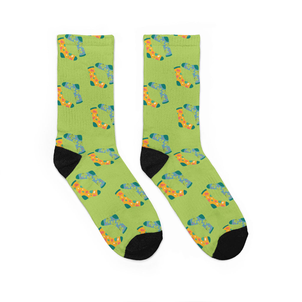 Green Pattern Padded Crew Socks