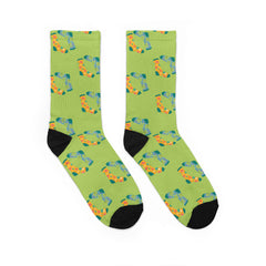 Green Pattern Padded Crew Socks