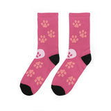Pink Paw Padded Crew Socks