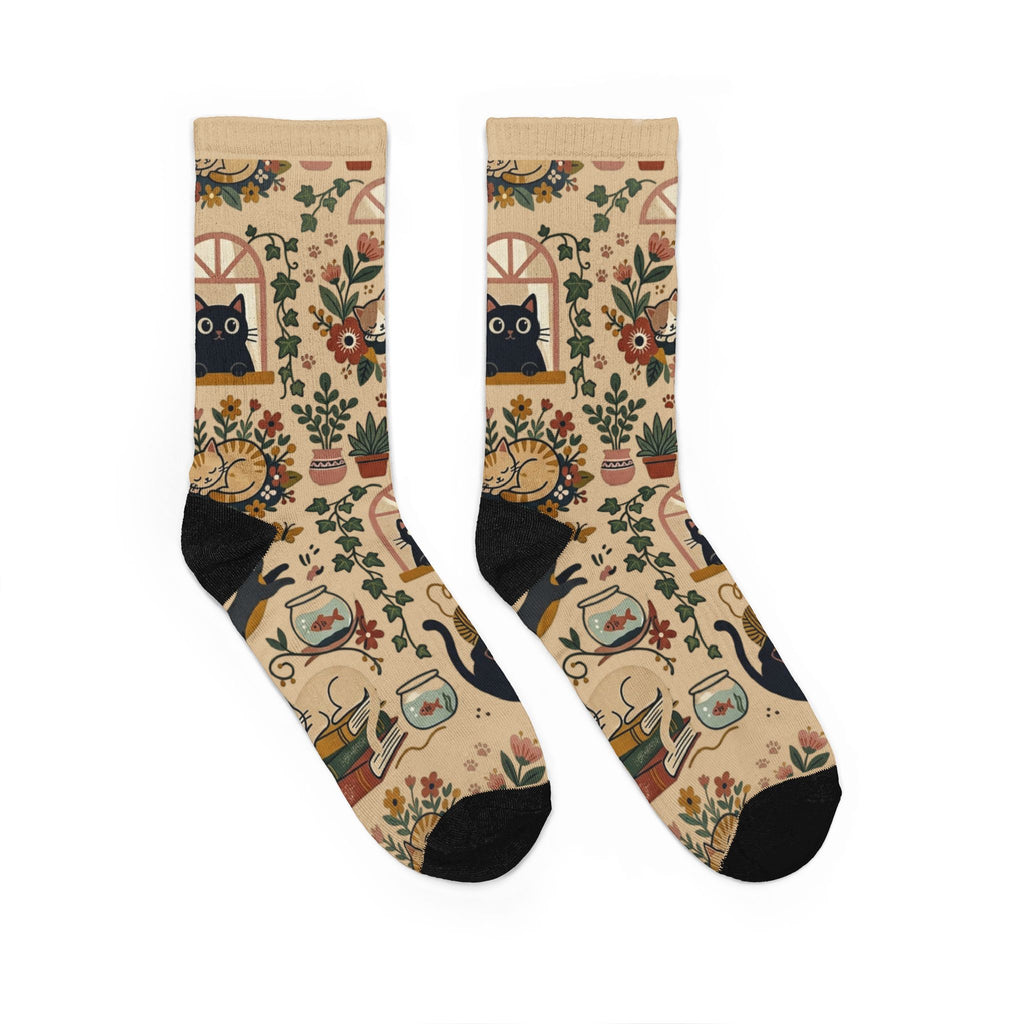 Cozy Cat Cottage Padded Crew Socks
