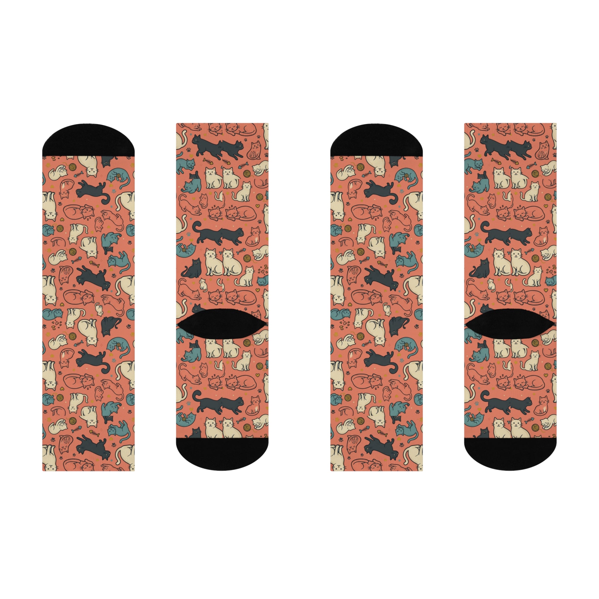 Cat Pattern Cushioned Crew Socks