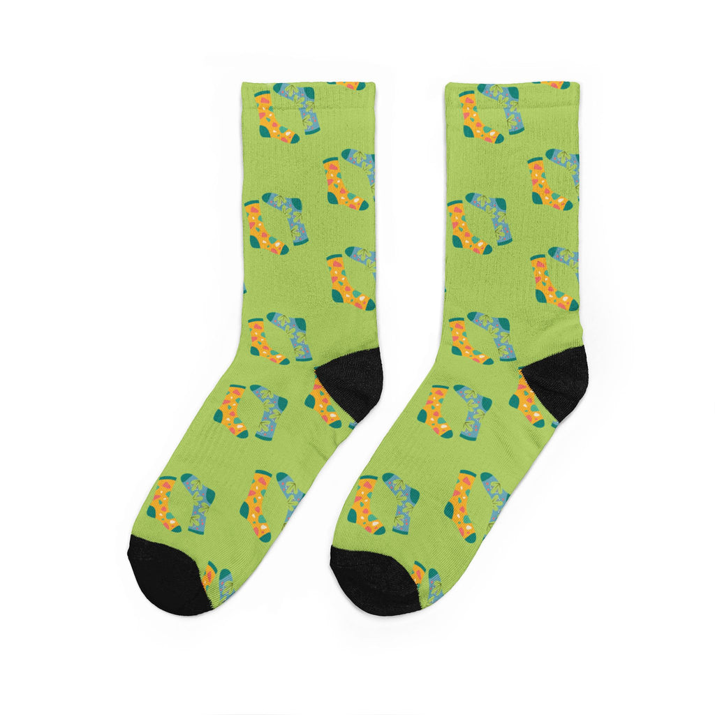 Green Pattern Padded Crew Socks