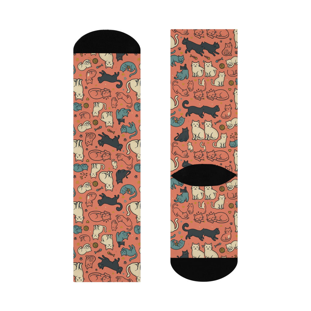 Cat Pattern Cushioned Crew Socks