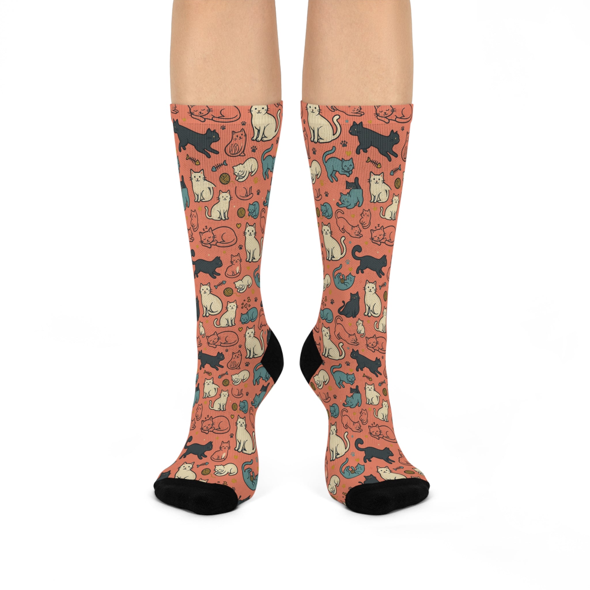 Cat Pattern Cushioned Crew Socks