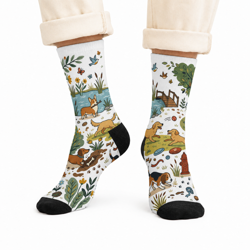 Dog Park Padded Crew Socks